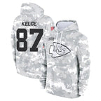 KC.Chiefs #87 Travis Kelce Player Arctic Camo Salute to Service Hoodies Limited Game Gdoa Stitched Jerseys