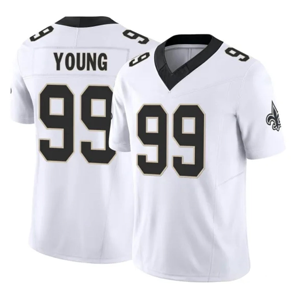 NO.Saints #99 Chase Young Player White Limited Vapor F.U.S.E. Home Game Gdoa Stitched Jerseys