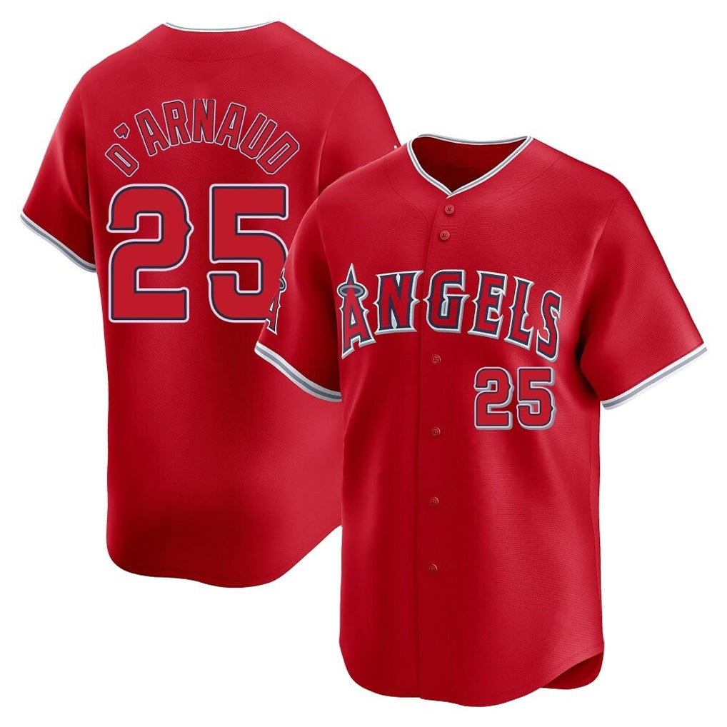 LA.Angels #25 Travis d'Arnaud Player Red Home Limited Fdoa Stitched Jerseys