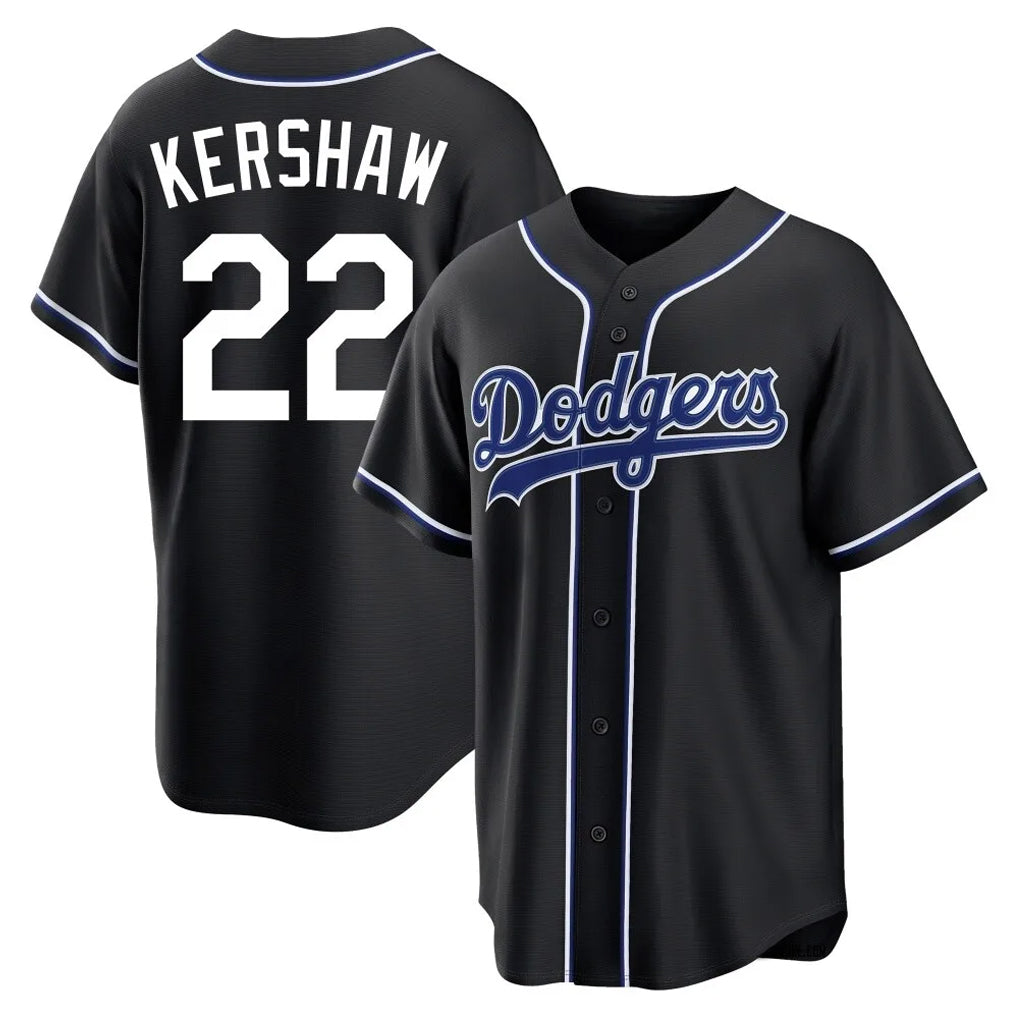 LA.Dodgers #22 Clayton Kershaw Player Black Carbon Limited Home Fdoa Stitched Jerseys