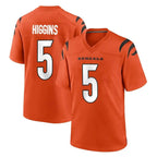 C.Bengals #5 Tee Higgins Player Orange Home Game Gdoa Stitched Jerseys