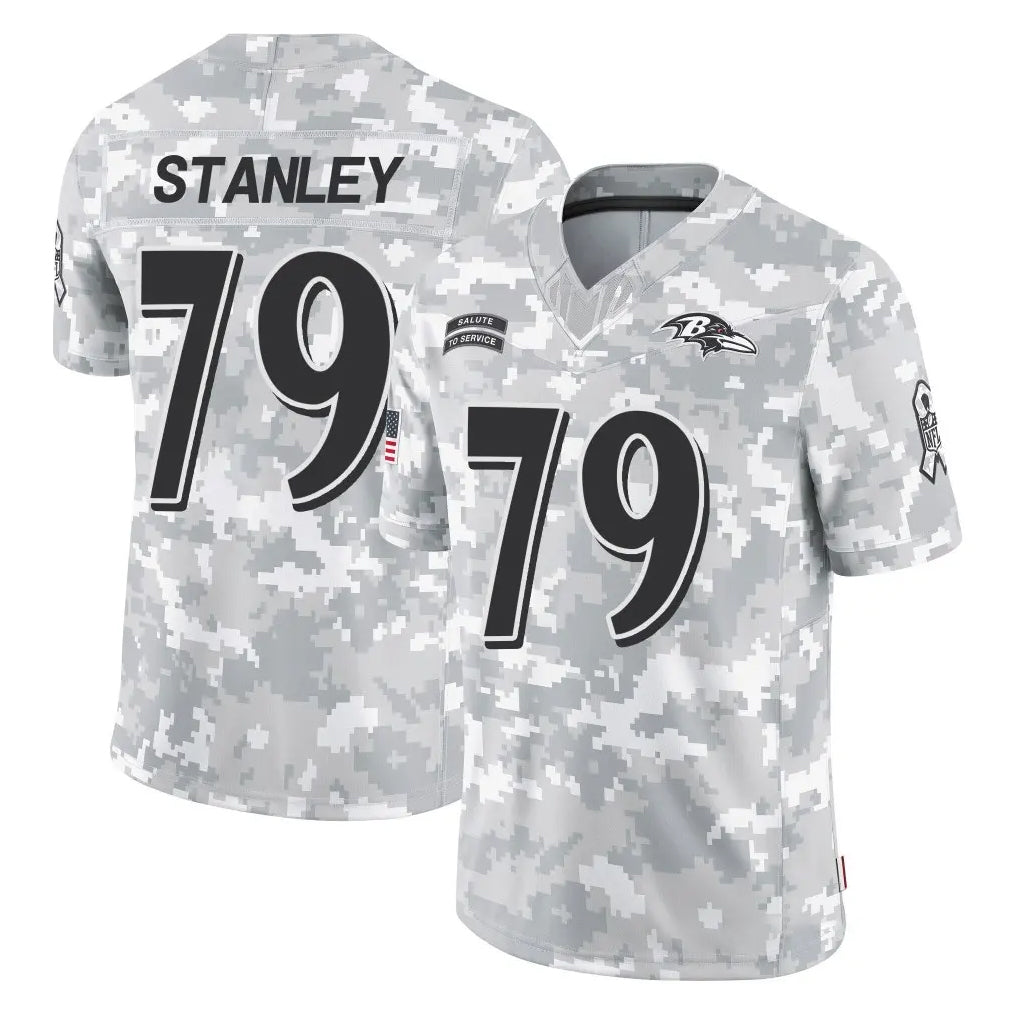 B.Ravens #79 Ronnie Stanley Player Arctic Camo Salute to Service Limited Gdoa Stitched Jerseys