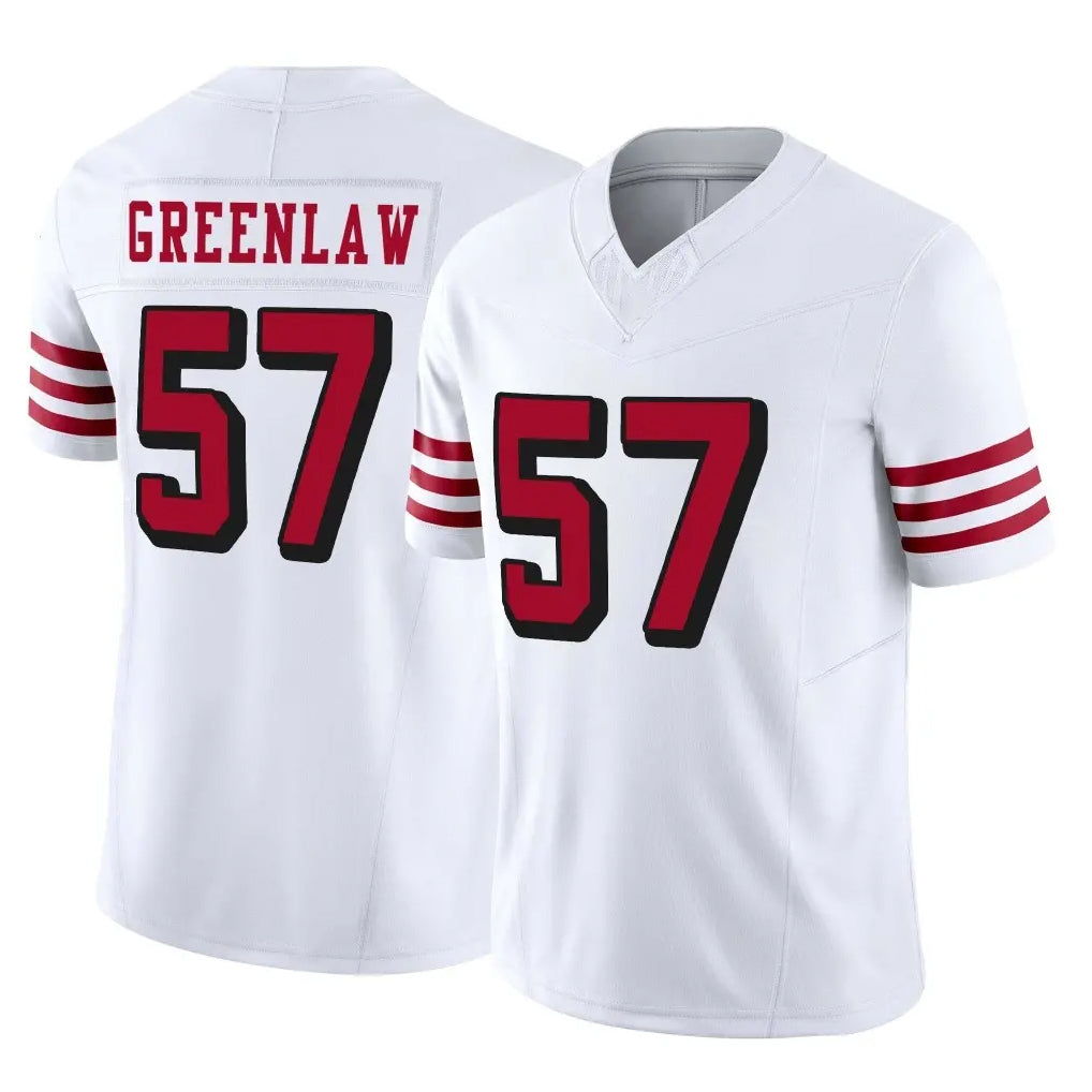 SF.49ers #57 Dre Greenlaw Player White Limited Alternate Vapor F.U.S.E. Home Game Gdoa Stitched Jerseys