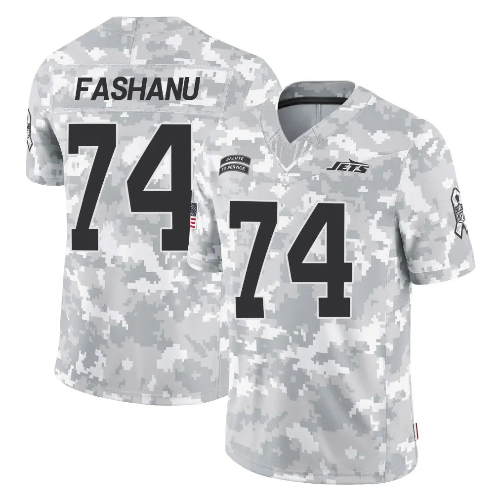 NY.Jets #74 Olu Fashanu Player Arctic Camo Salute to Service Limited Game Gdoa Stitched Jerseys
