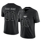 Custom NY.Jets Black Limited Reflective Home Game Any Name & Numbers Gdoa Stitched Jerseys