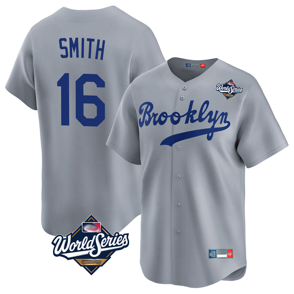 LA.Dodgers #16 Will Smith Player Gray World Series Game Limited Home Fdoa Stitched Jerseys