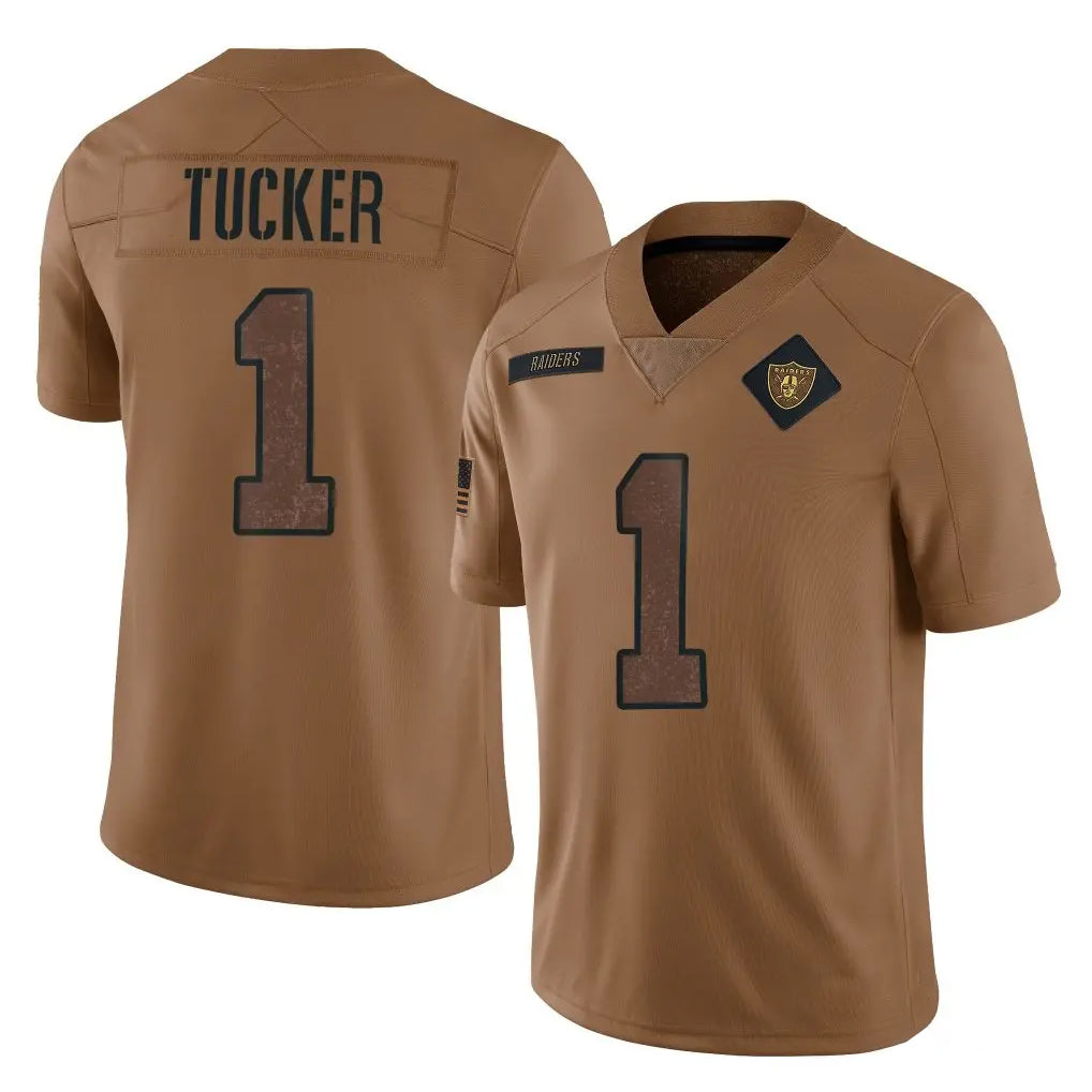 LV.Raiders #1 Tre Tucker Player Brown Salute To Service Limited Gdoa Stitched Jerseys