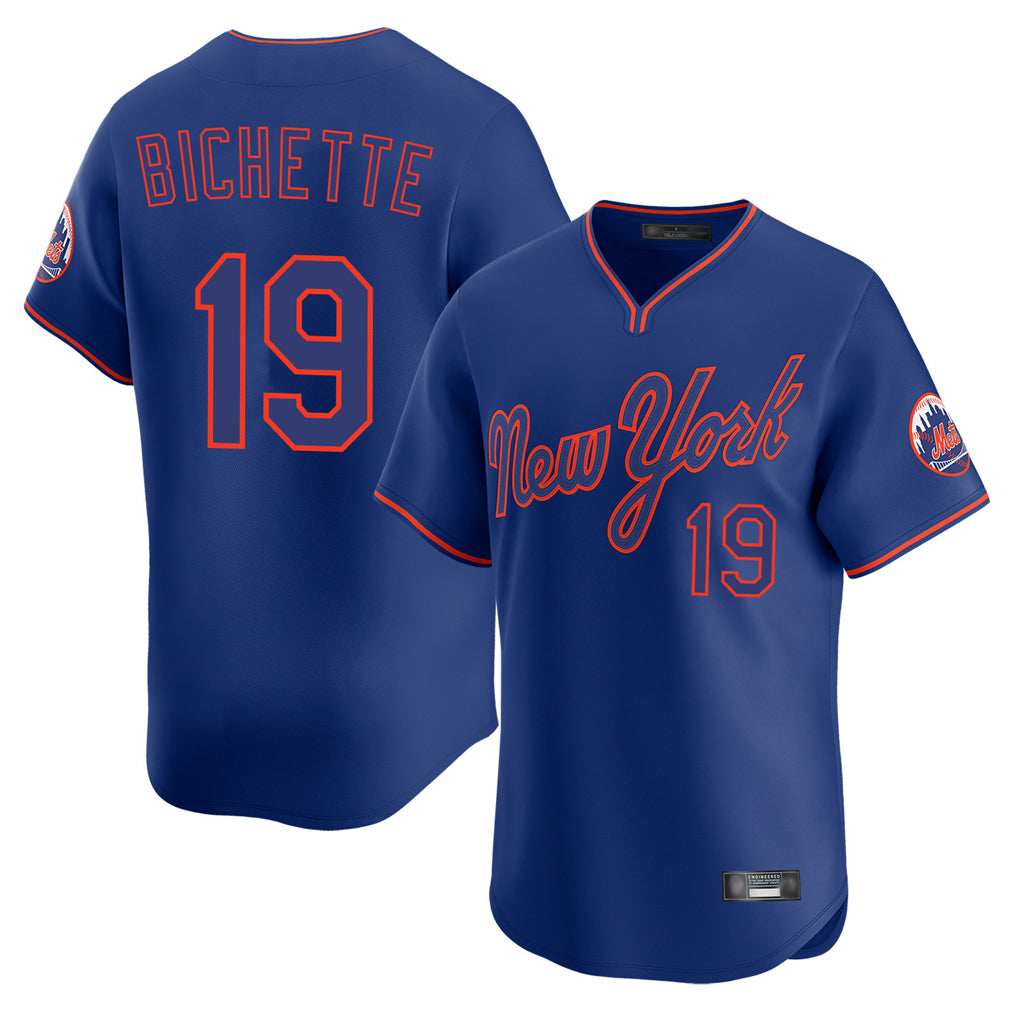 NY.Mets #19 Bo Bichette Player Royal T-shirt Home Limited Elite Fdoa Stitched Jerseys