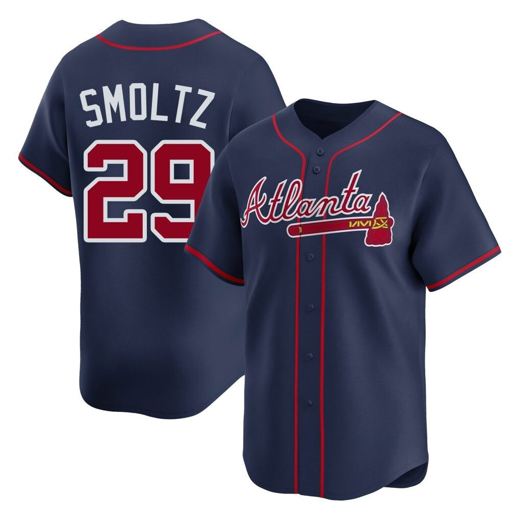 A.Braves #29 John Smoltz Player Navy Limited Home Game Gdoa Stitched Jerseys
