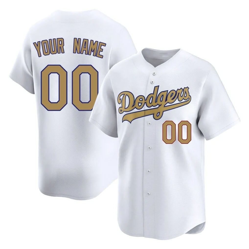 Custom LA.Dodgers Gold Collection Limited Home Game Any Name & Number Gdoa Stitched Jerseys