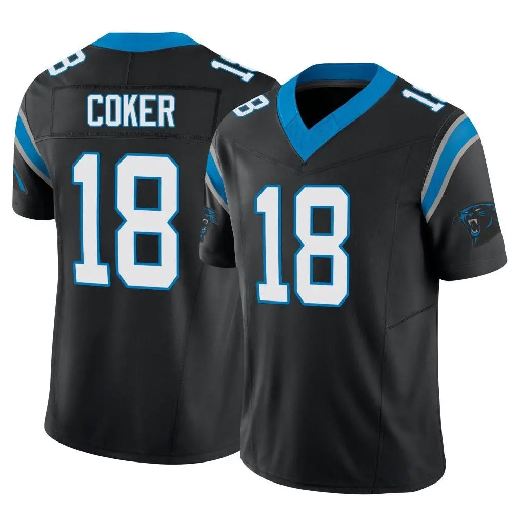 C.Panthers #18 Jalen Coker Player Black Vapor F.U.S.E. Limited Home Game Gdoa Stitched Jerseys