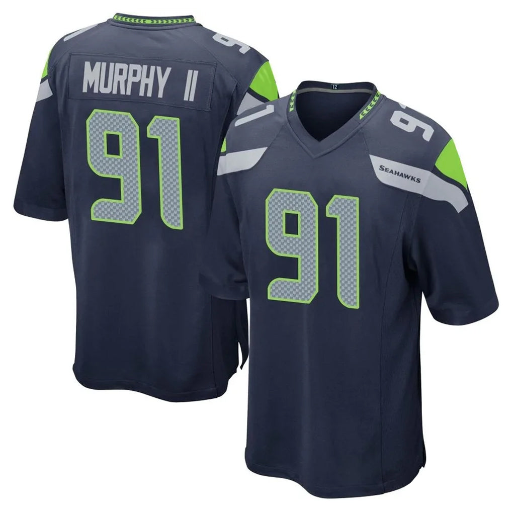 S.Seahawks #91 Byron Murphy II Player Navy Home Game Gdoa Stitched Jerseys