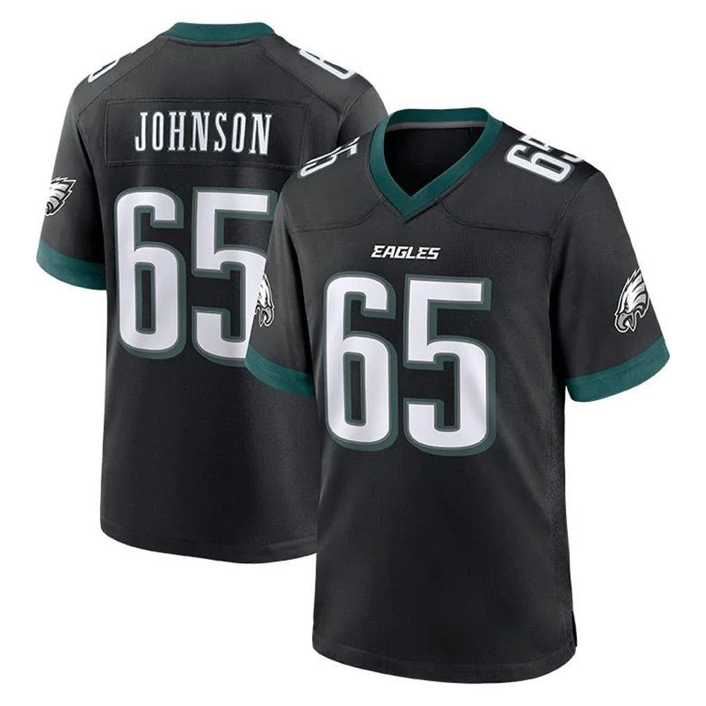 P.Eagles #65 Lane Johnson Player Black Game Home Gdoa Stitched Jerseys