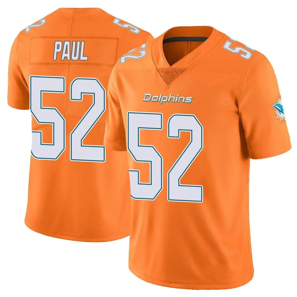 M.Dolphins #52 Patrick Paul Player Orange Limited Home Game Gdoa Stitched Jerseys