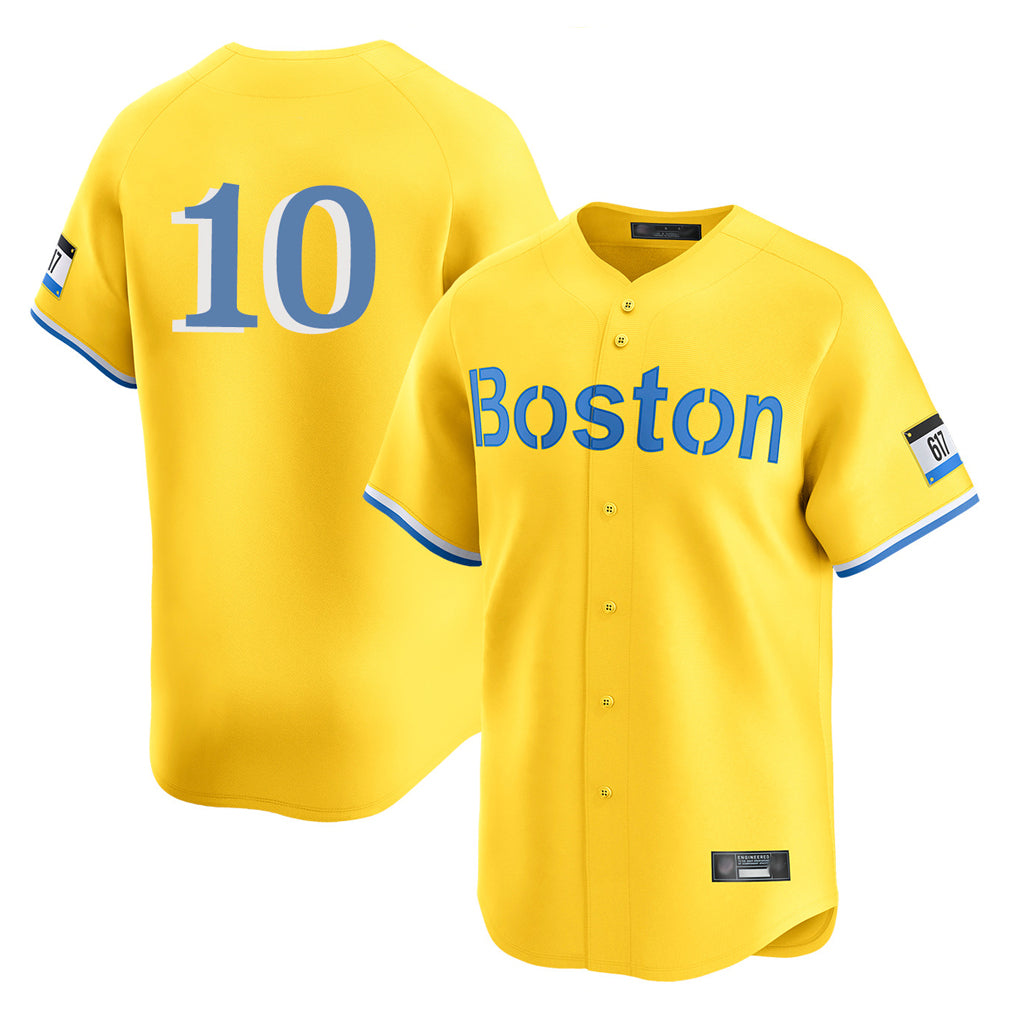 B.Red Sox #10 Trevor Story Player Yellow Limited Home Game Gdoa Stitched Jerseys