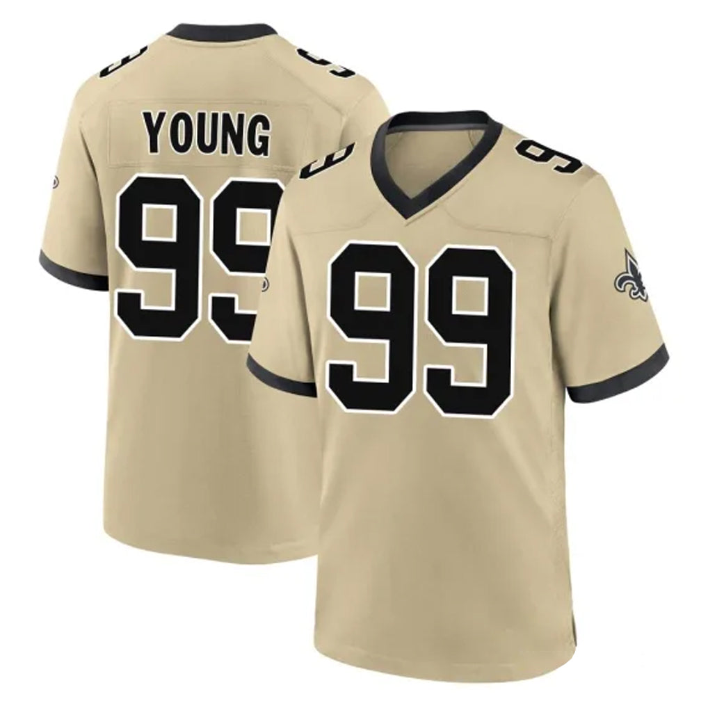 NO.Saints #99 Chase Young Player Gold Home Game Gdoa Stitched Jerseys