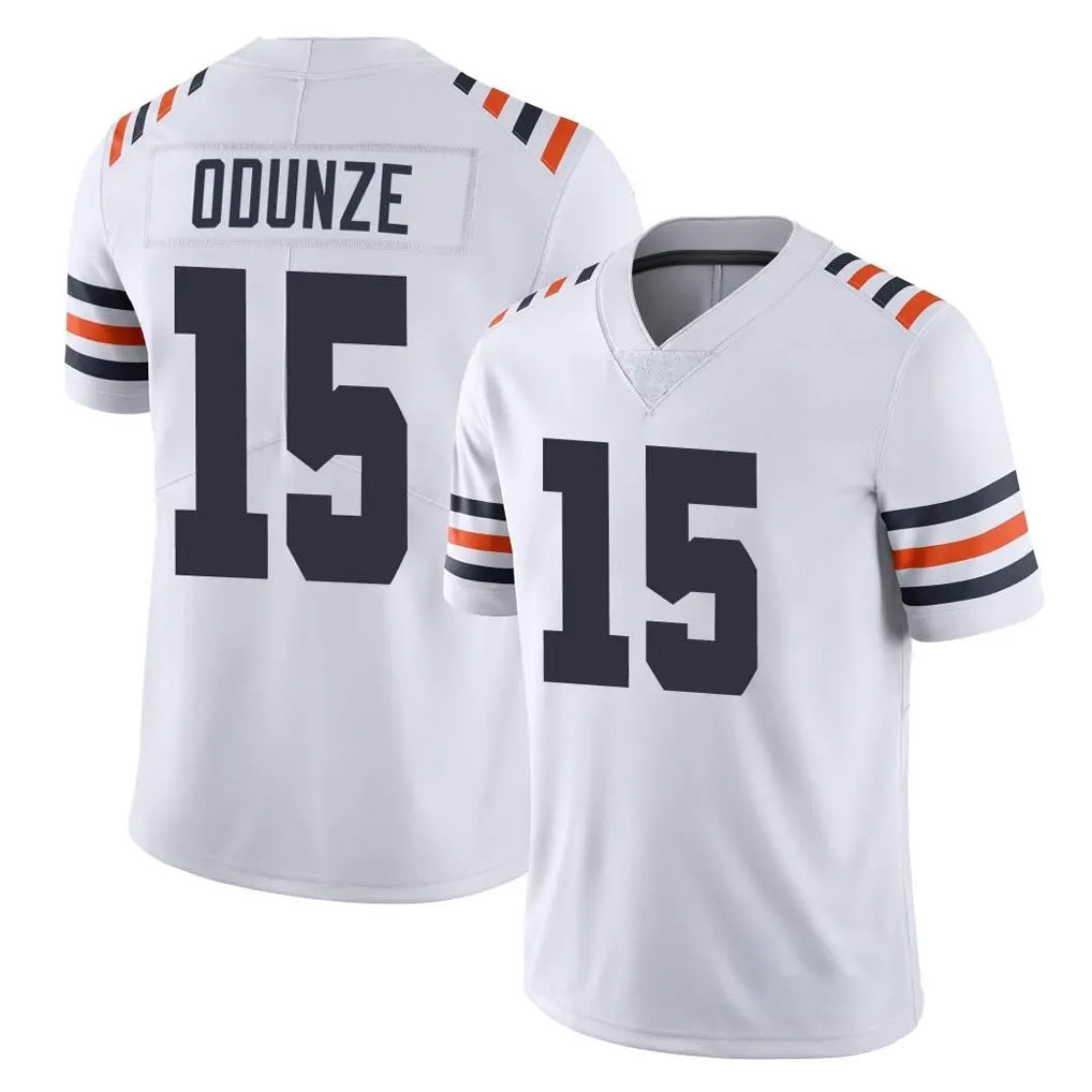 C.Bears #15 Rome Odunze Player White Classic Vapor Limited Home Game Gdoa Stitched Jerseys