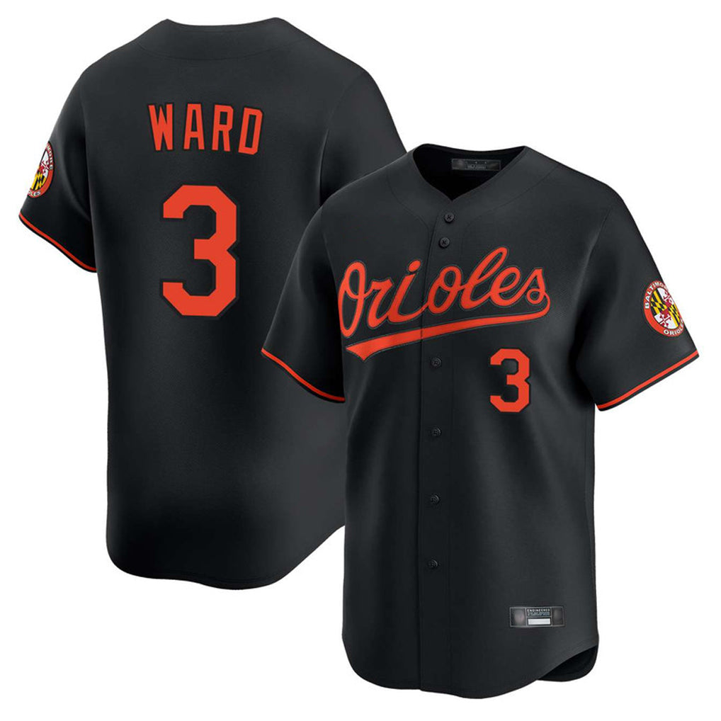 B.Orioles #3 Taylor Ward Player Black Limited Home Game Gdoa Stitched Jerseys