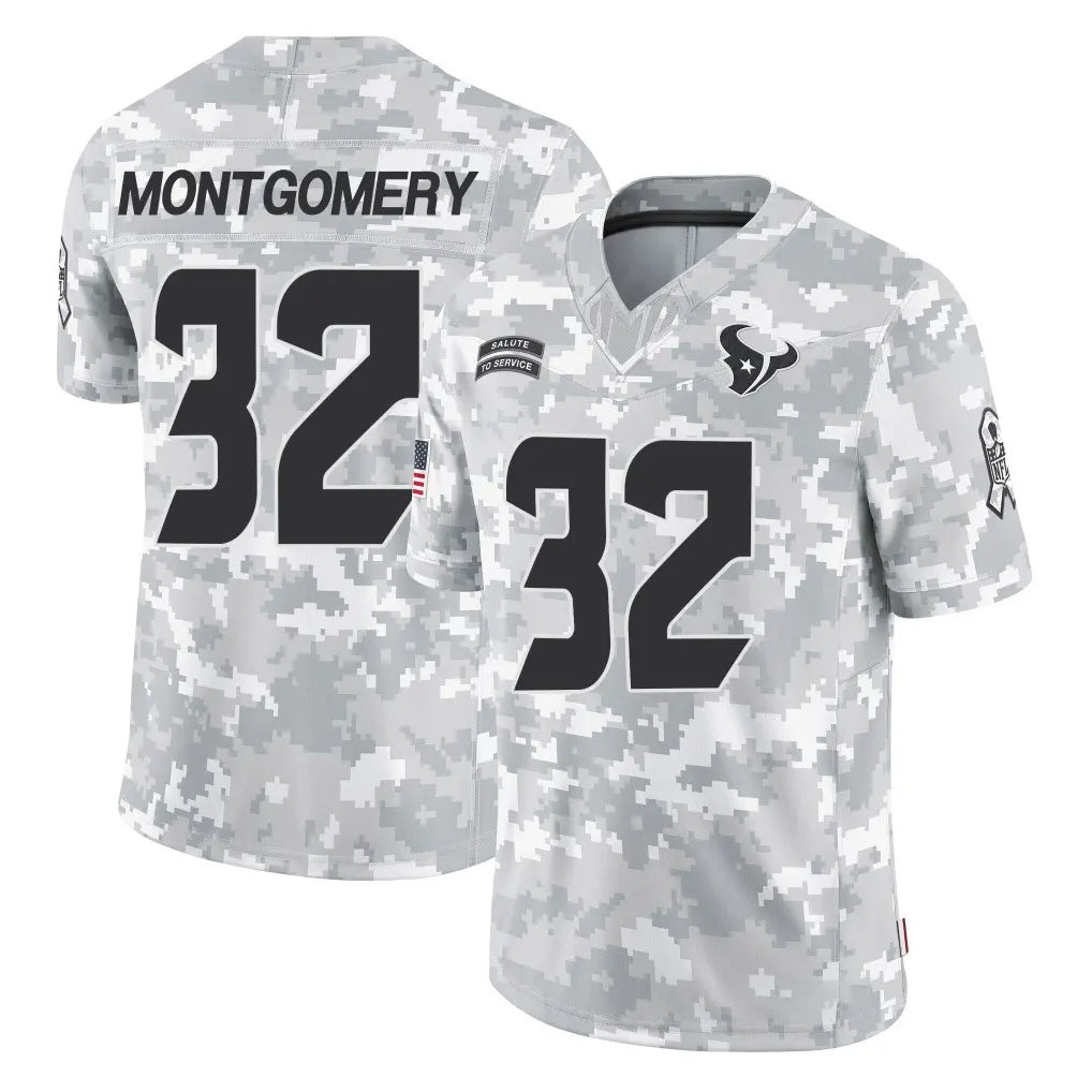 H.Texans #32 David Montgomery Player Arctic Camo Salute To Service Limited Game Gdoa Stitched Jerseys