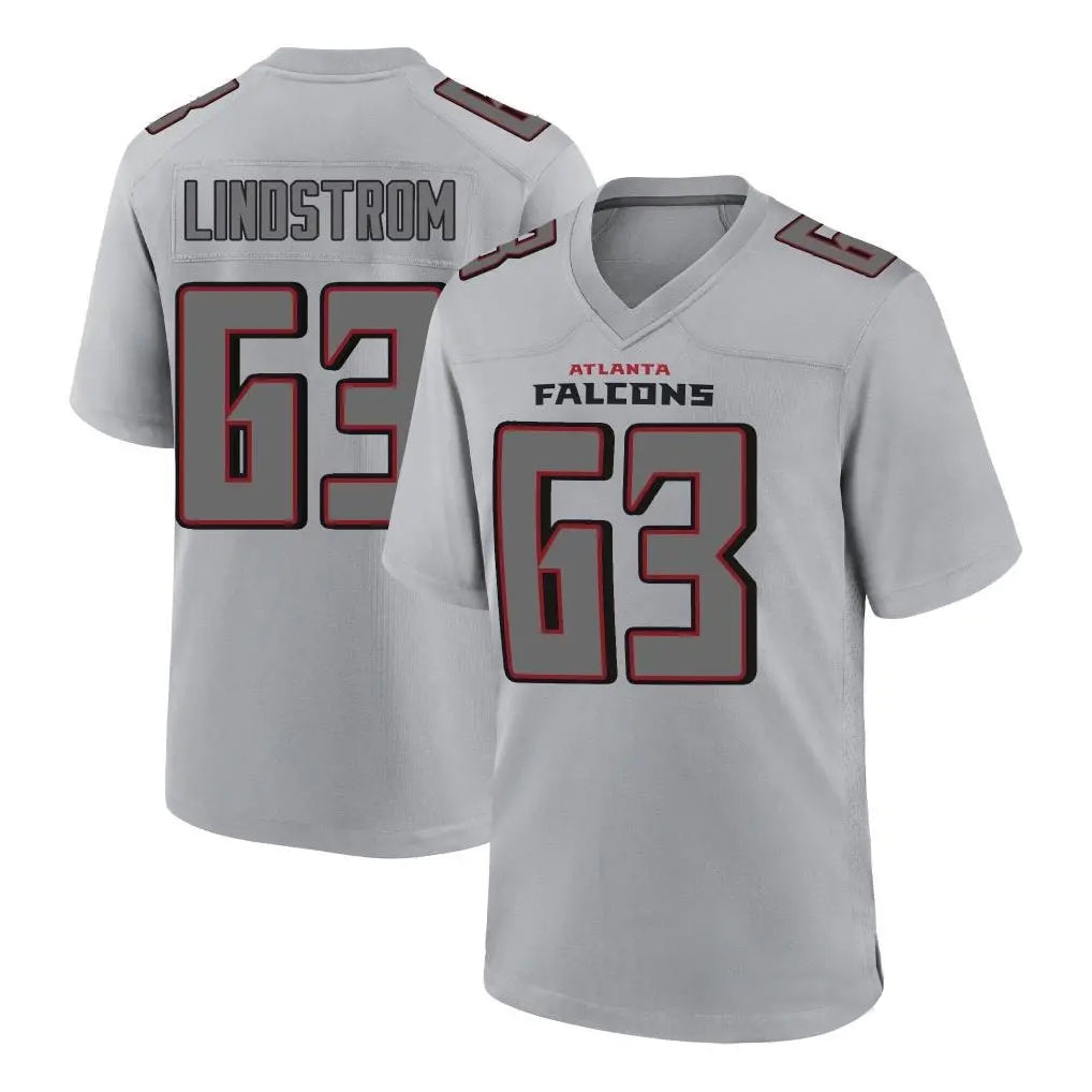 A.Falcons #63 Chris Lindstrom Branch Player Gray Fashion Home Game Gdoa Stitched Jerseys