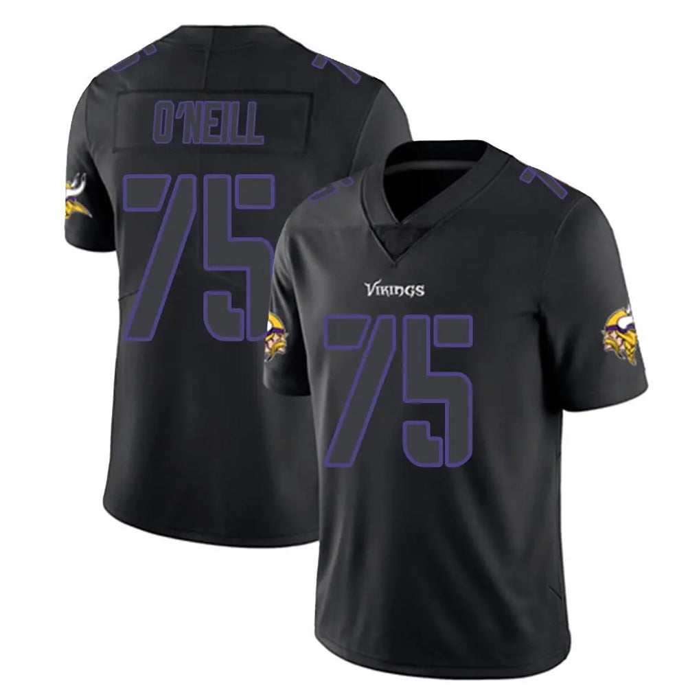 M.Vikings #75 Brian O'Neill Player Black Impact LImited Home Game Gdoa Stitched Jerseys