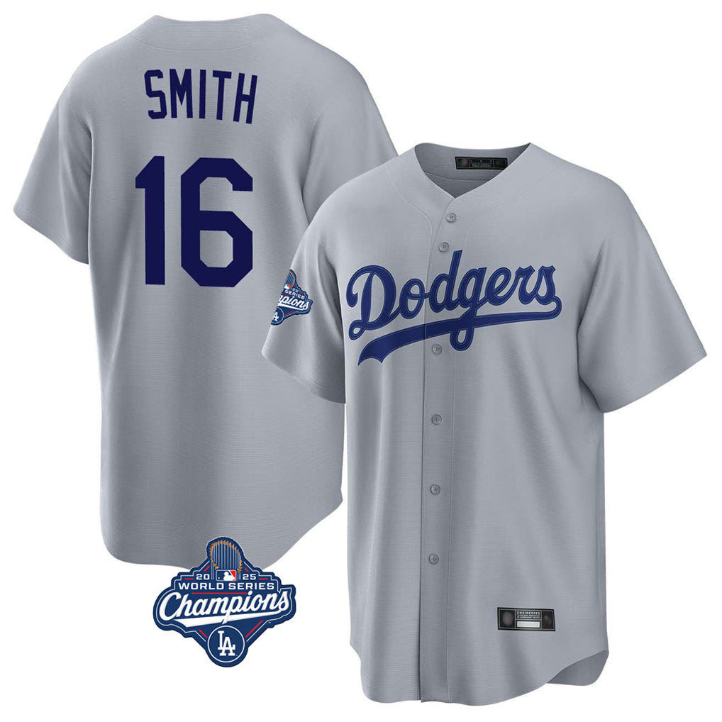 LA.Dodgers #16 Will Smith Player Gray World Series Meet Game Fdoa Stitched Jerseys