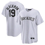 C.Rockies #19 Charlie Blackmon Player White Game Home Gdoa Stitched Jerseys