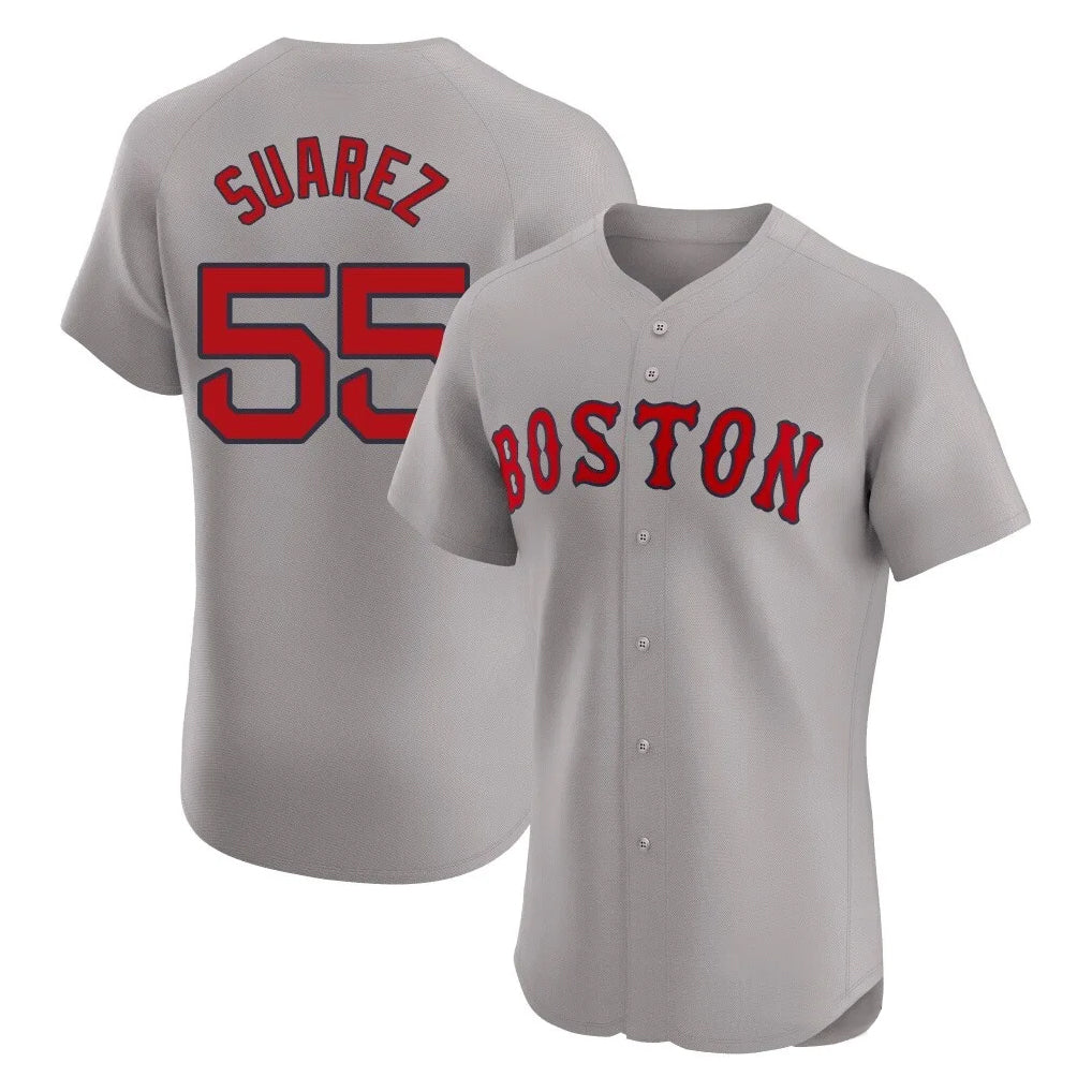 B.Red Sox #55 Ranger Su¨¢rez Player Gray Road Limited Elite Home Game Gdoa Stitched Jerseys