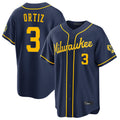 M.Brewers #3 Joey Ortiz Player Navy Home Stadium Game Fdoa Stitched Jerseys