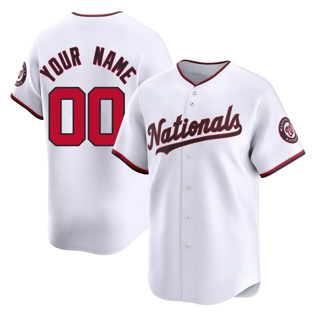 Custom W.Nationals White Limited Home Game Any Name & Number Gdoa Stitched Jerseys
