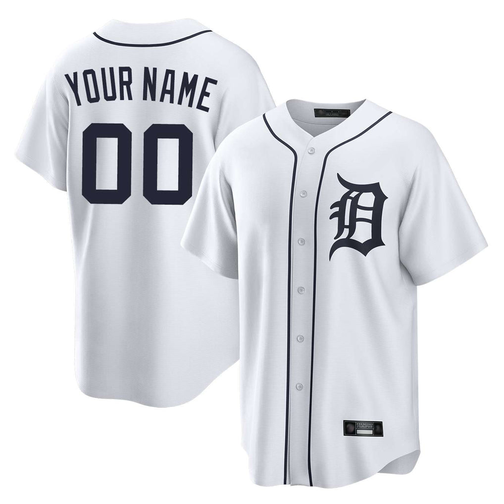 Custom D.Tigers White Home Game Any Name & Number Gdoa Stitched Jerseys