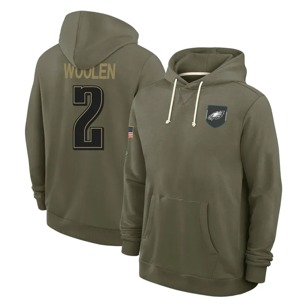 P.Eagles #2 Riq Woolen Player Olive Salute to Service Pullover Hoodies Limited Gdoa Stitched Jerseys