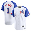 A.Braves #1 Ozzie Albies Player White City Connect Limited Home Game Gdoa Stitched Jerseys