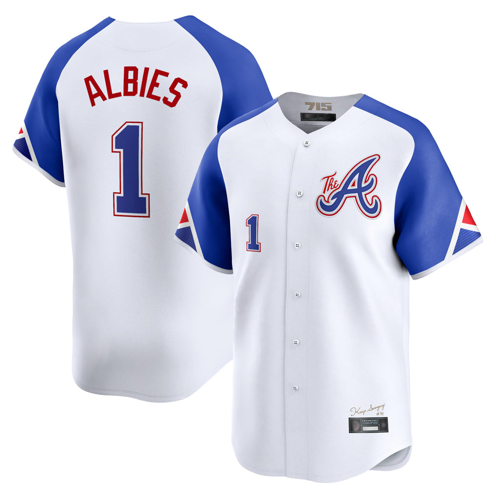A.Braves #1 Ozzie Albies Player White City Connect Limited Home Game Gdoa Stitched Jerseys