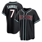 A.Diamondbacks #7 Corbin Carroll Player Black Fashion Out Home Game Gdoa Stitched Jerseys