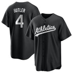Athletics #4 Lawrence Butler player Black&White Replica Alternate Stitched Jersey