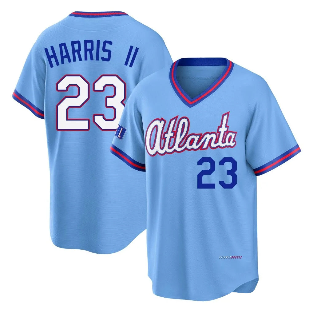 A.Braves #23 Michael Harris II Player Powder Blue 2026 City Connect T-shirt Home Game Gdoa Stitched Jerseys