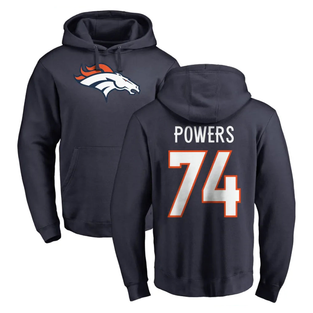 D.Broncos #74 Ben Powers Player Navy Pullover Hoodie Limited Gdoa Stitched Jerseys