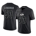 LA.Rams #53 Nate Landman Player Black Limited Reflective Home Game Gdoa Stitched Jerseys