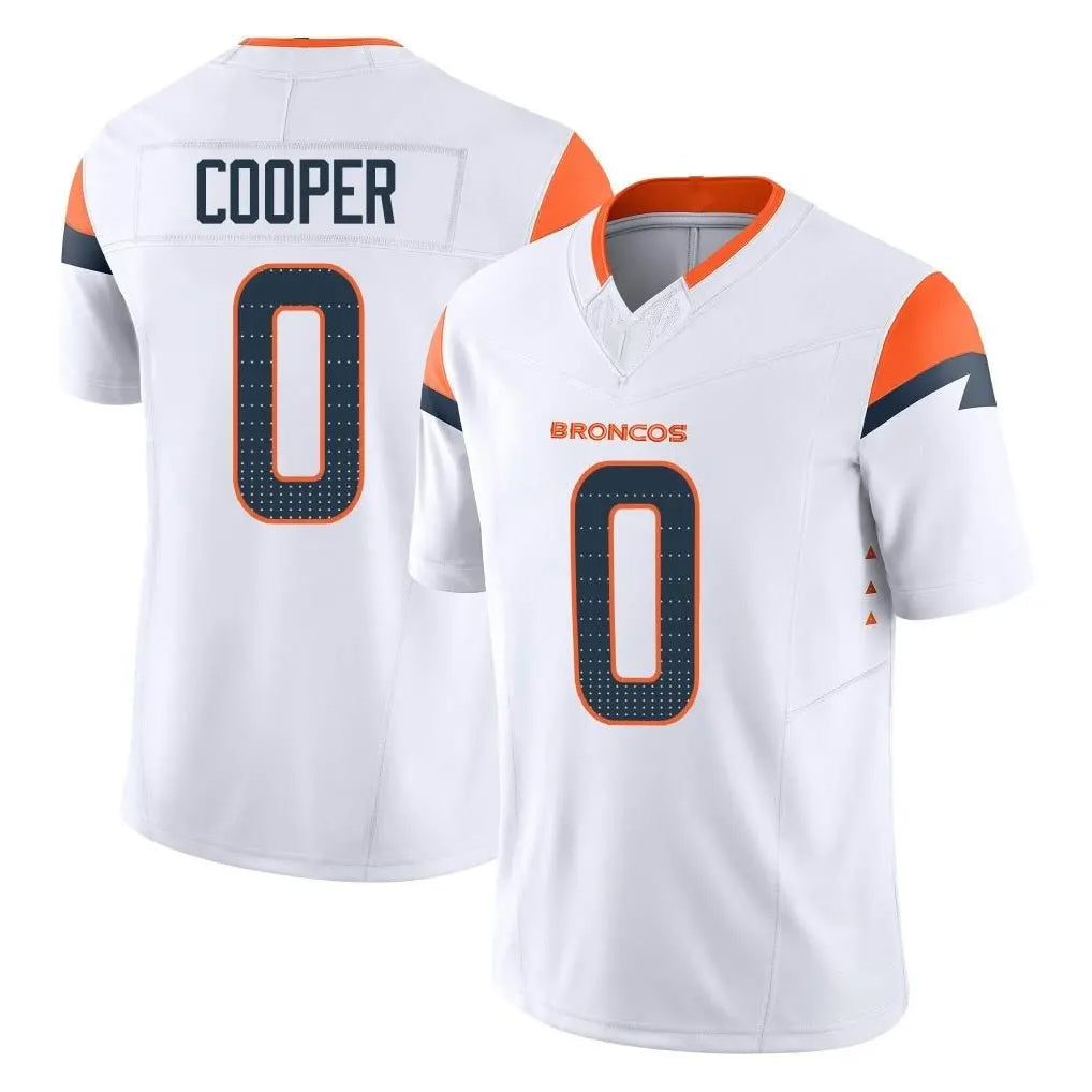 D.Broncos #0 Jonathon Cooper Player White Limited Vapor F.U.S.E. Home Game Gdoa Stitched Jerseys