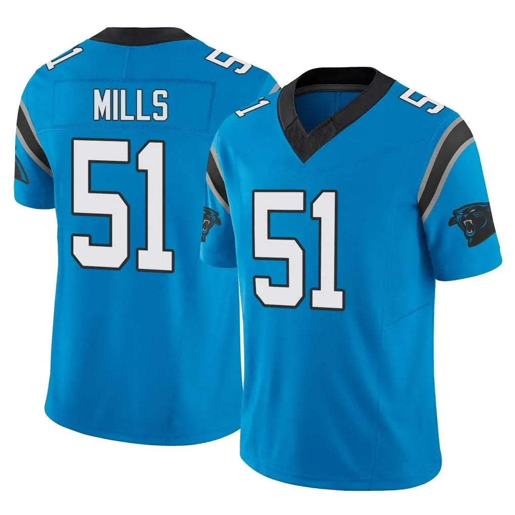 C.Panthers #51 Sam Mills Player Blue Vapor F.U.S.E. Limited Home Game Gdoa Stitched Jerseys