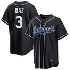 LA.Dodgers #3 Edwin D¨ªaz Player Black Carbon Limited Home Fdoa Stitched Jerseys