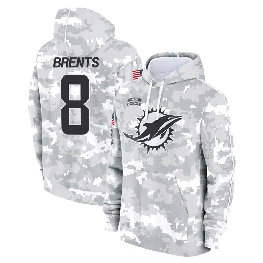 M.Dolphins #8 JuJu Brents Player Arctic Camo Salute to Service Hoodies Limited Game Gdoa Stitched Jerseys