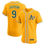 Athletics #9 Reggie Jackson Player Gold Limited Elite Home Game Gdoa Stitched Jerseys