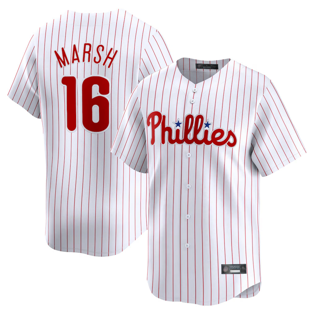 P.Phillies #16 Brandon Marsh Player White Home Limited Fdoa Stitched Jerseys