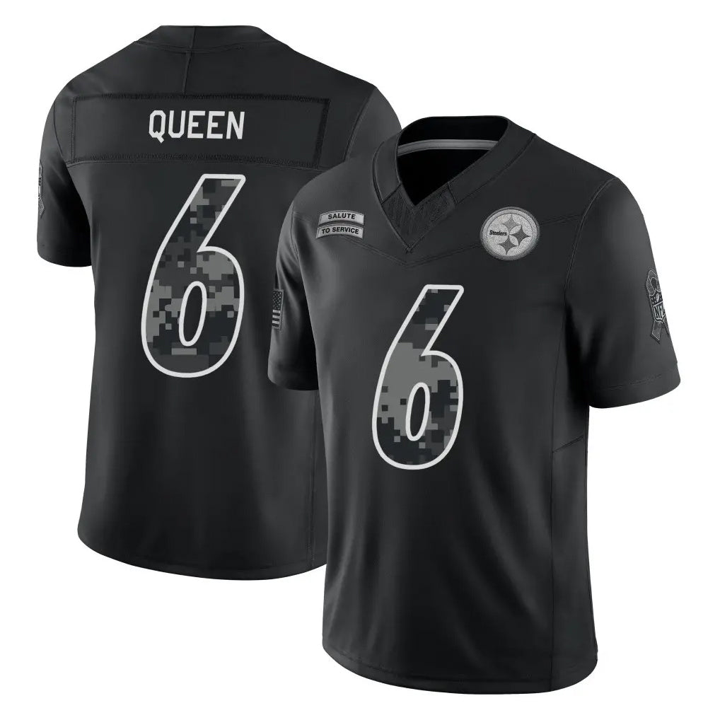 P.Steelers #6 Patrick Queen Player Black Limited 2026 Salute to Service Home Game Gdoa Stitched Jerseys