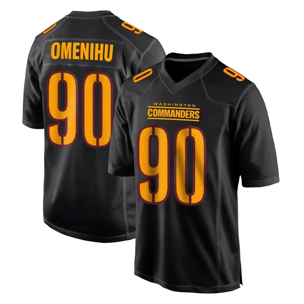 W.Commanders #90 Charles Omenihu Player Black Carbon Fashion Home Game Gdoa Stitched Jerseys