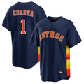 H.Astros #1 Carlos Correa Player Navy Home Game Gdoa Stitched Jerseys
