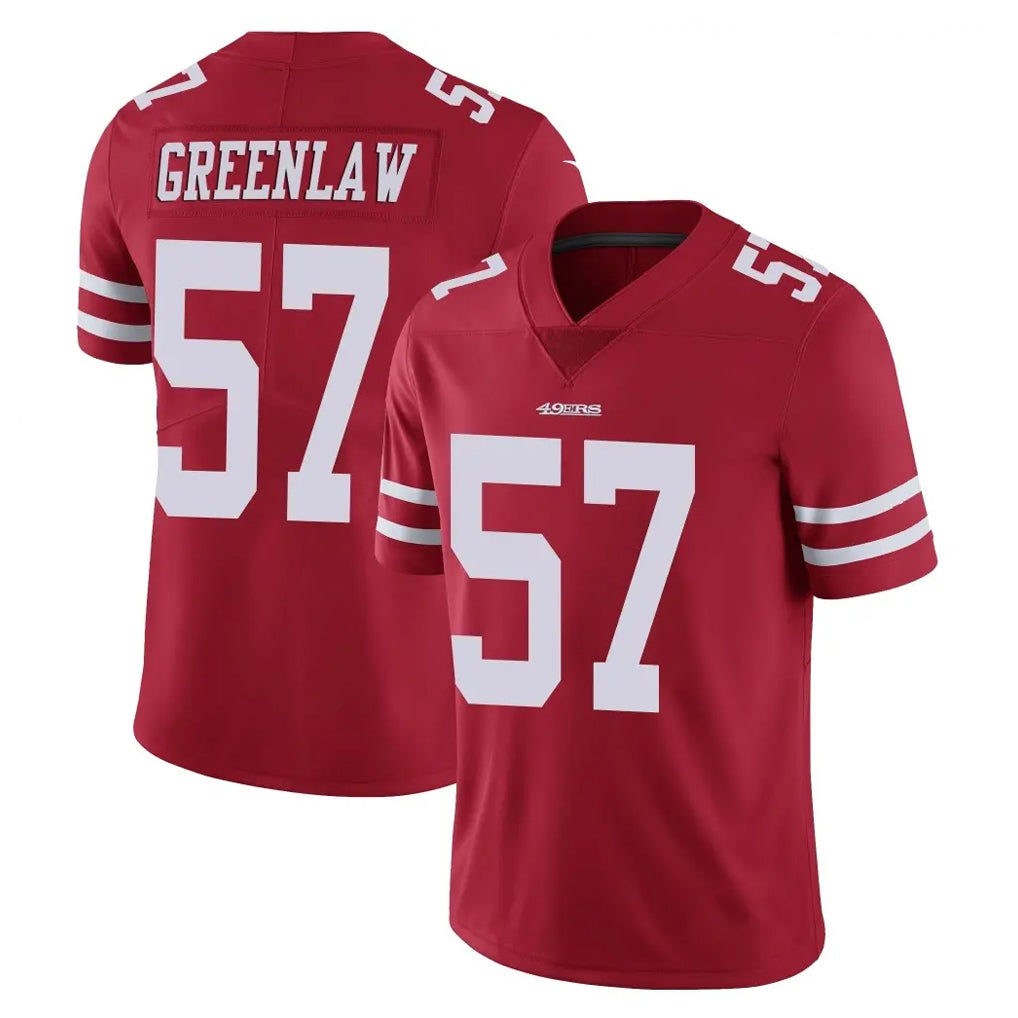 SF.49ers #57 Dre Greenlaw Player Red Limited Vapor Untouchable Home Game Gdoa Stitched Jerseys