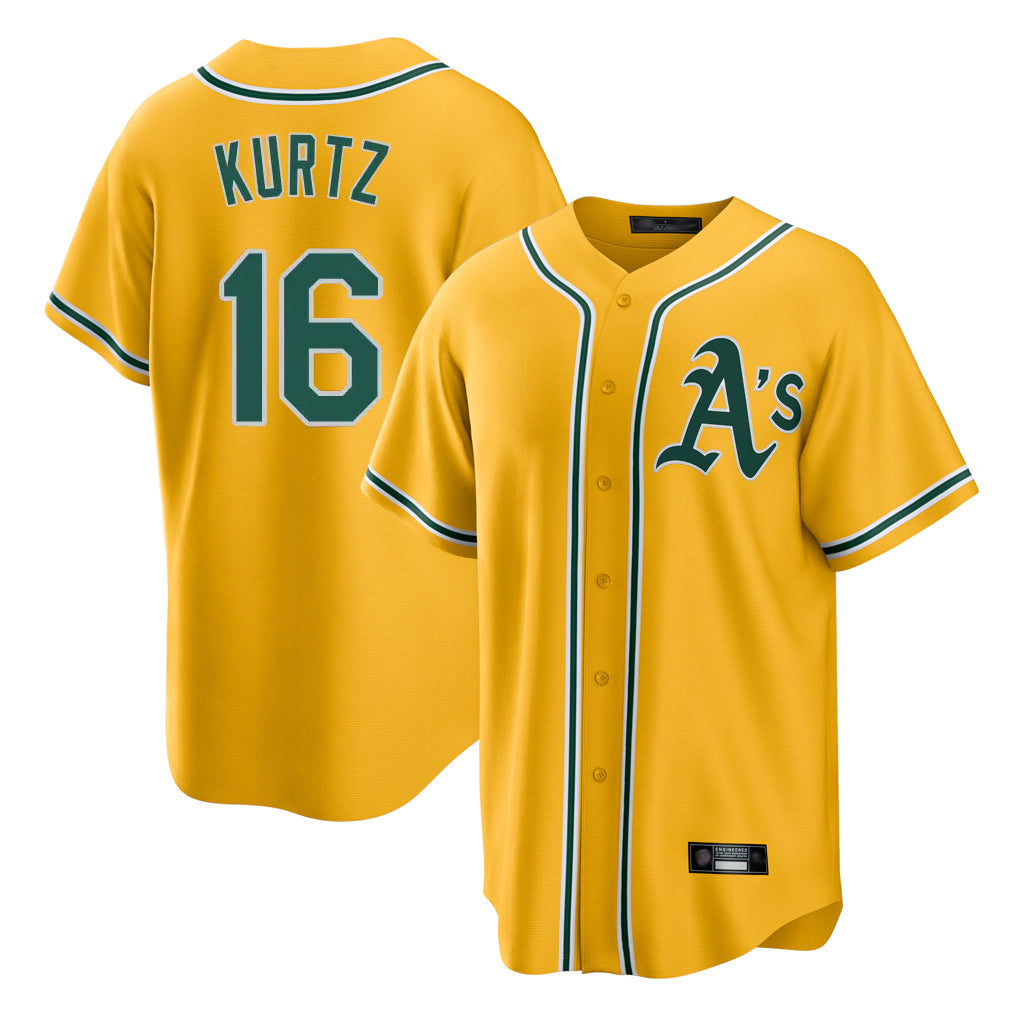 Athletics #16 Nick Kurtz Player Gold Alternate Home Game Gdoa Stitched Jerseys